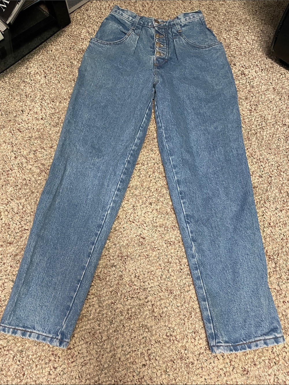 Vintage 90s Blue High-Rise exposed Button-Fly Jeans